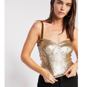 Free People River of Stars Sequin Bustier Top Size S